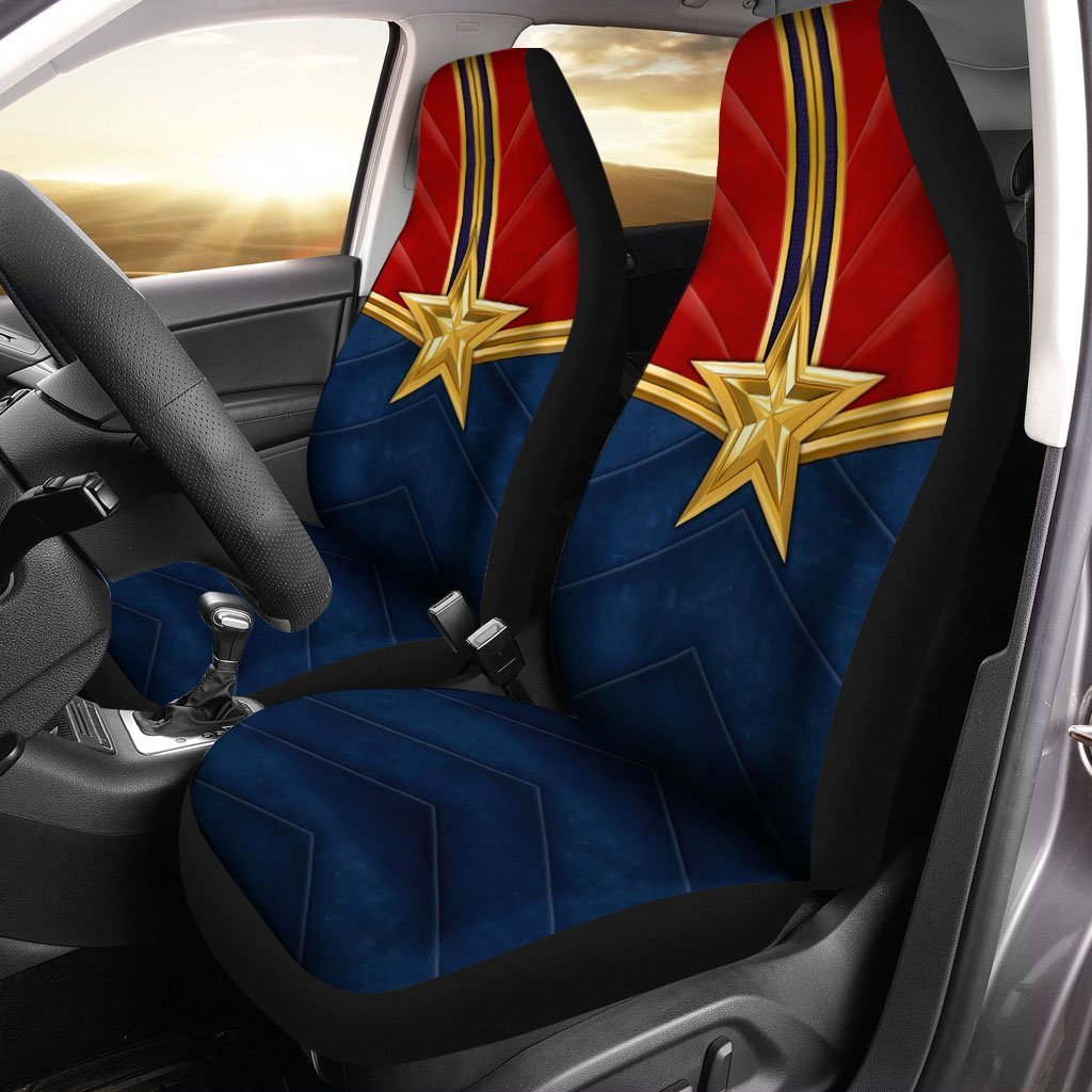 Captain Carol Danvers Car Seat Covers Custom Uniform Car Accessories - Gearcarcover - 1