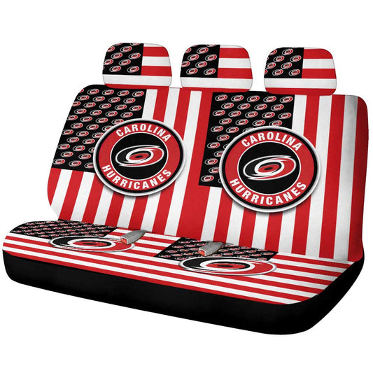 Carolina Hurricanes Car Back Seat Cover Custom US Flag Style - Gearcarcover - 1