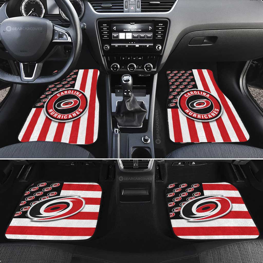 Carolina Hurricanes Car Floor Mats Custom US Flag Style - Gearcarcover - 2