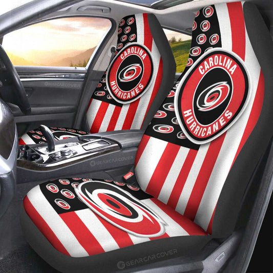 Carolina Hurricanes Car Seat Covers Custom US Flag Style - Gearcarcover - 2
