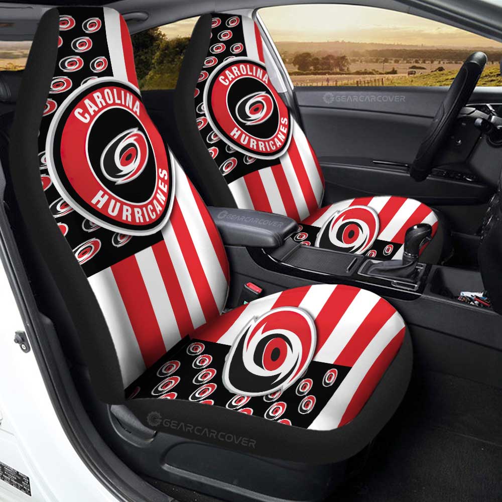 Carolina Hurricanes Car Seat Covers Custom US Flag Style - Gearcarcover - 1