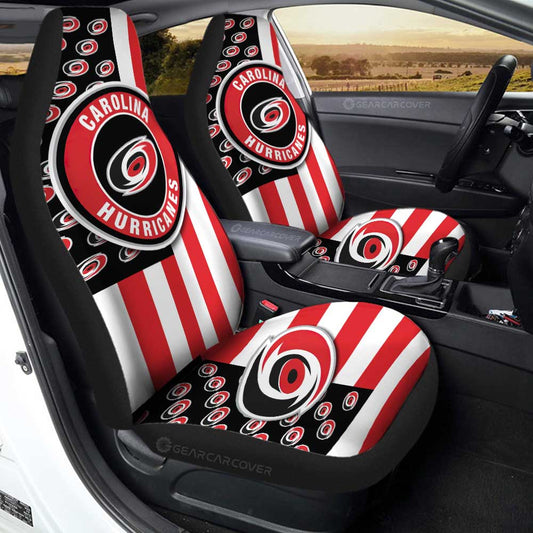 Carolina Hurricanes Car Seat Covers Custom US Flag Style - Gearcarcover - 1