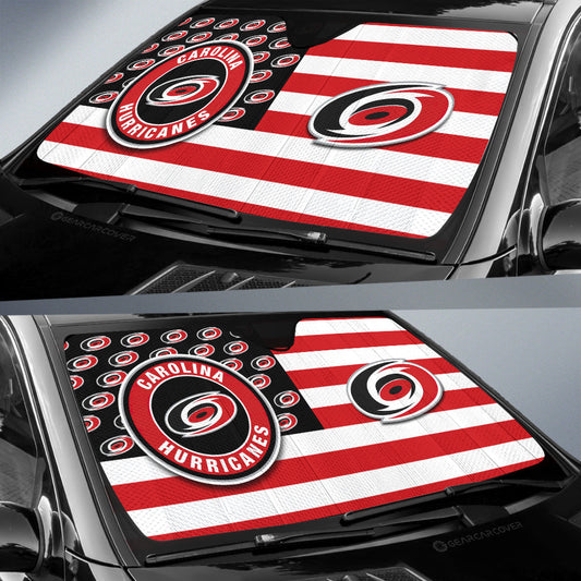 Carolina Hurricanes Car Sunshade Custom US Flag Style - Gearcarcover - 2