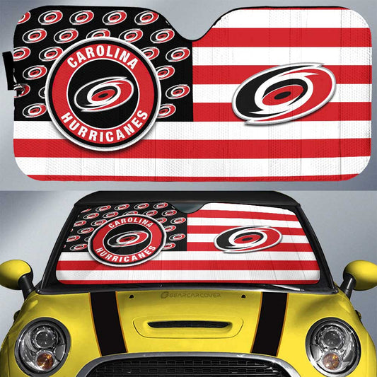 Carolina Hurricanes Car Sunshade Custom US Flag Style - Gearcarcover - 1