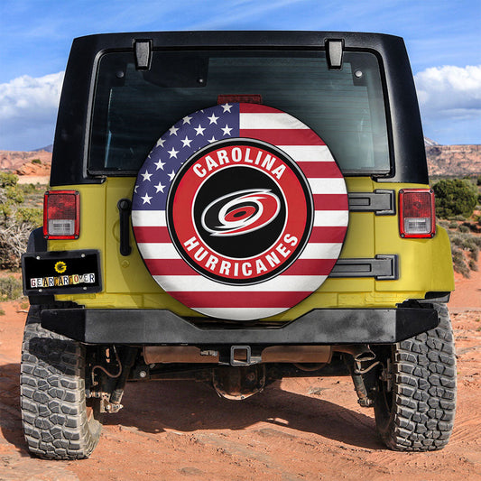 Carolina Hurricanes Spare Tire Covers Custom US Flag Style - Gearcarcover - 2
