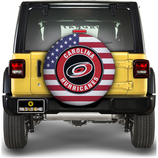 Carolina Hurricanes Spare Tire Covers Custom US Flag Style - Gearcarcover - 1