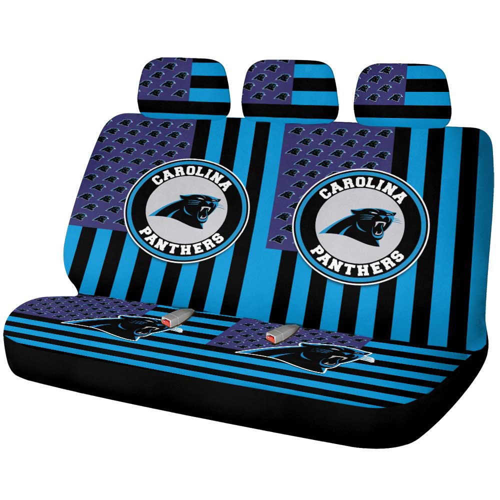 Carolina Panthers Car Back Seat Cover Custom US Flag Style - Gearcarcover - 1