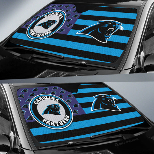 Carolina Panthers Car Sunshade Custom US Flag Style - Gearcarcover - 2