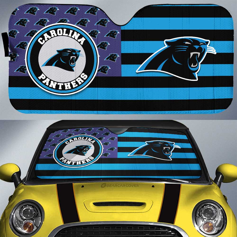 Carolina Panthers Car Sunshade Custom US Flag Style - Gearcarcover - 1