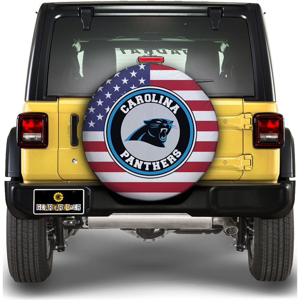 Carolina Panthers Spare Tire Covers Custom US Flag Style - Gearcarcover - 1