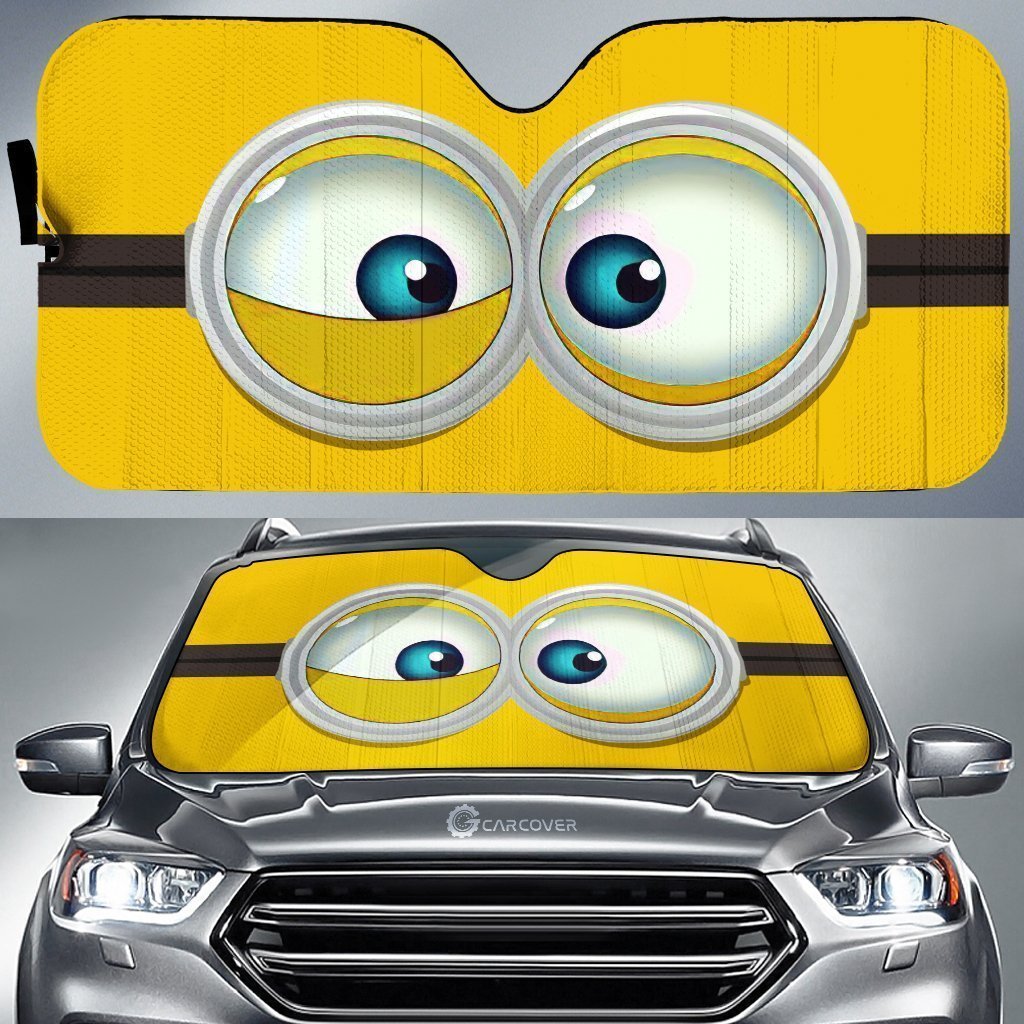 Cartoon Blue Eyes Car Sunshade Custom Minions Eyes Cartoon Car Accessories Car Windshield - Gearcarcover - 1