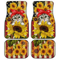 Cat Sunflower Car Floor Mats Custom American Flag - Gearcarcover - 1
