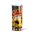 Cat Sunflower Tall Glitter Tumbler Custom American Flag - Gearcarcover - 6