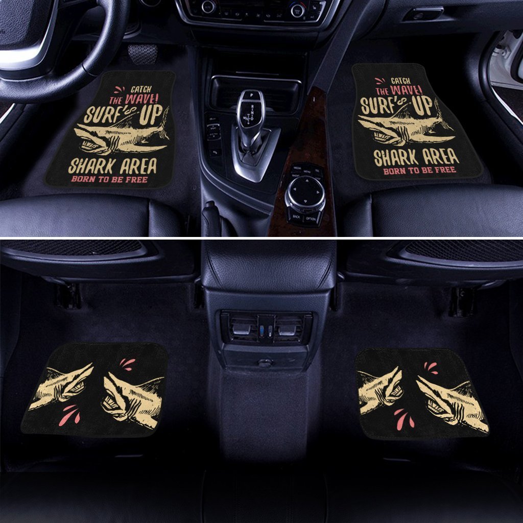 Catch The Wave Surf Is Up Shark Car Floor Mats Custom Shark Area Born To Be Free Car Accessories - Gearcarcover - 2