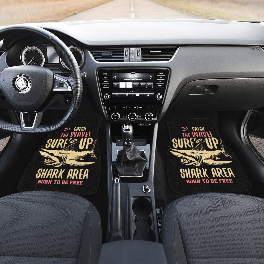 Catch The Wave Surf Is Up Shark Car Floor Mats Custom Shark Area Born To Be Free Car Accessories - Gearcarcover - 3