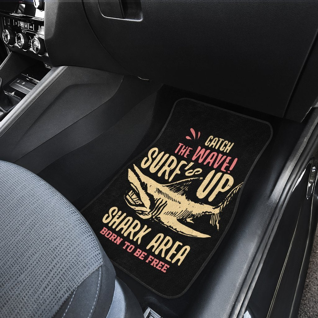 Catch The Wave Surf Is Up Shark Car Floor Mats Custom Shark Area Born To Be Free Car Accessories - Gearcarcover - 4