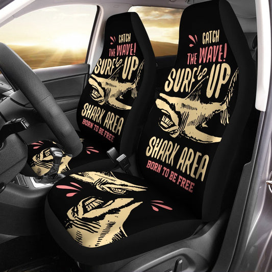 Catch The Wave Surf Is Up Shark Car Seat Covers Custom Shark Area Born To Be Free Shark Car Accessories - Gearcarcover - 1