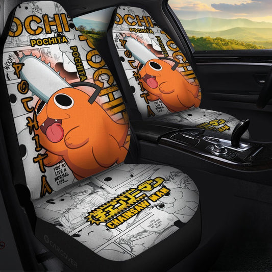 Chainsaw Man Pochita Car Seat Covers Custom Anime Car Interior Accessories - Gearcarcover - 1