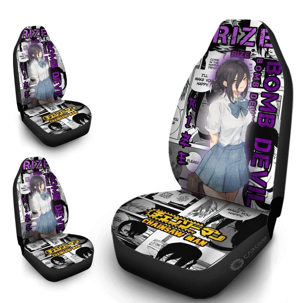 Chainsaw Man Rize Car Seat Covers Custom Anime Car Interior Accessories - Gearcarcover - 4