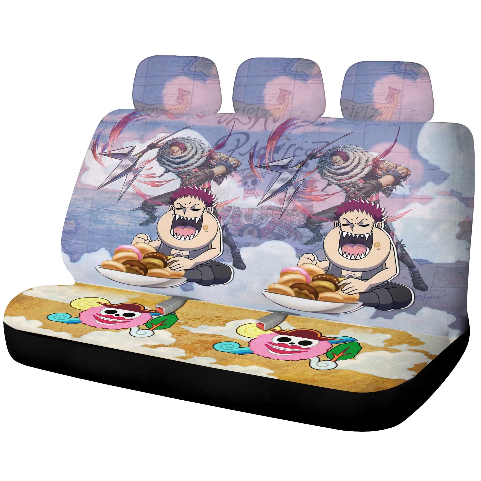 Charlotte Katakuri Car Back Seat Covers Custom One Piece Map Anime Car Accessories - Gearcarcover - 1