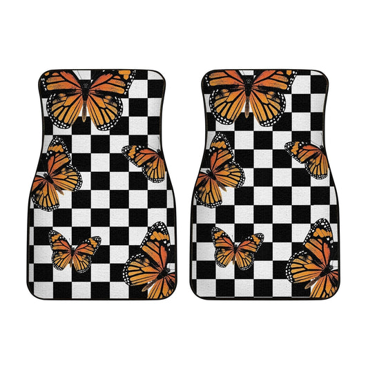 Checkerboard Butterfly Car Floor Mats Custom Car Accessories - Gearcarcover - 2