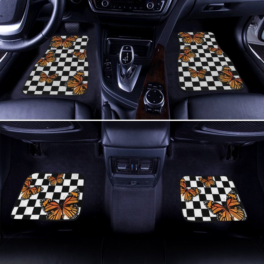 Checkerboard Butterfly Car Floor Mats Custom Car Accessories - Gearcarcover - 3