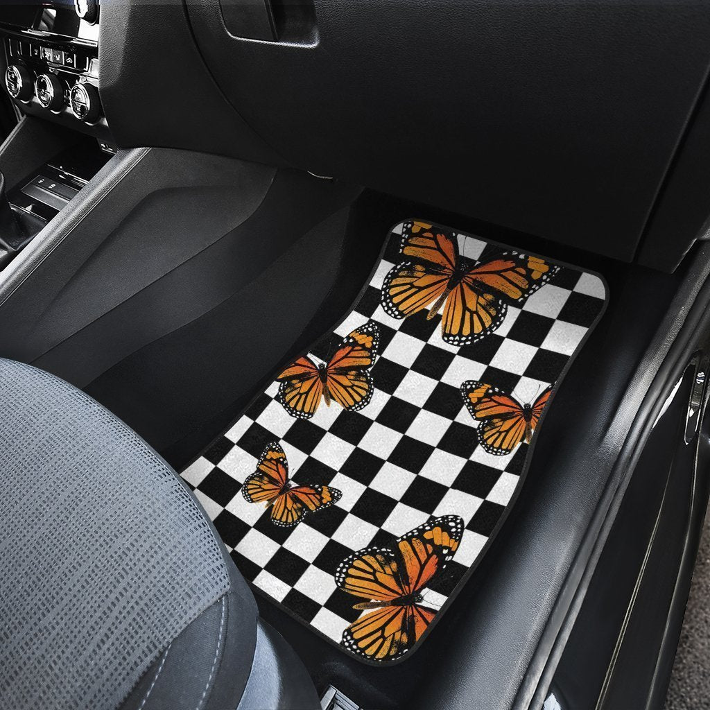 Checkerboard Butterfly Car Floor Mats Custom Car Accessories - Gearcarcover - 5
