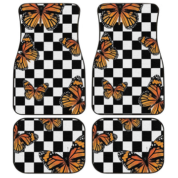 Checkerboard Butterfly Car Floor Mats Custom Car Accessories - Gearcarcover - 1