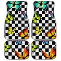 Checkerboard Butterfly Car Floor Mats Custom Colorful Car Accessories - Gearcarcover - 1