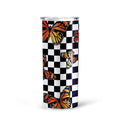 Checkerboard Butterfly Tall Glitter Tumbler Custom Pattern Car Accessories - Gearcarcover - 3