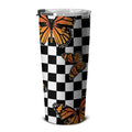 Checkerboard Butterfly Tumbler Stainless Steel Custom Pattern - Gearcarcover - 5