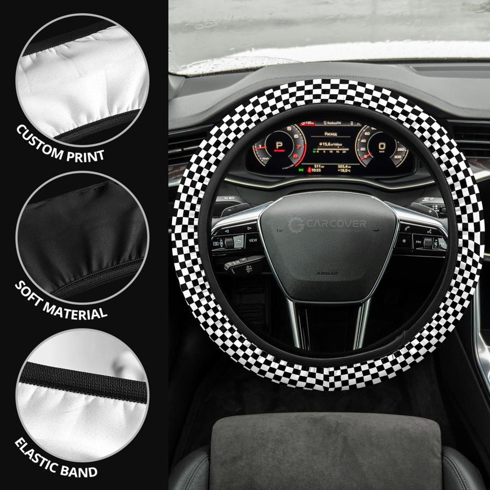 Checkerboard Steering Wheel Covers Custom Car Accessories - Gearcarcover - 3