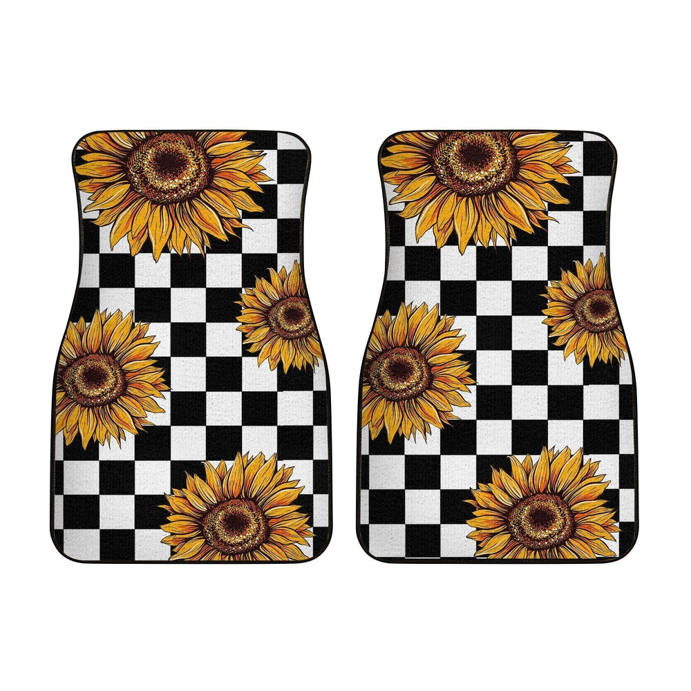 Checkerboard Sunflower Car Floor Mats Custom Car Accessories - Gearcarcover - 2