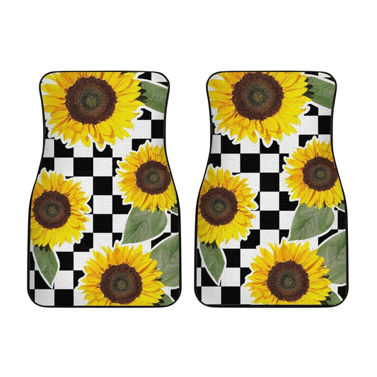 Checkerboard Sunflower Car Floor Mats Custom Car Accessories - Gearcarcover - 2