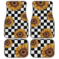 Checkerboard Sunflower Car Floor Mats Custom Car Accessories - Gearcarcover - 1