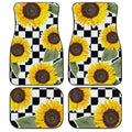 Checkerboard Sunflower Car Floor Mats Custom Car Accessories - Gearcarcover - 1