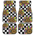 Checkerboard Sunflower Car Floor Mats Custom Leopard Car Accessories - Gearcarcover - 1