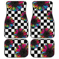 Checkerboard Sunflower Car Floor Mats Custom Leopard Car Interior Accessories - Gearcarcover - 1