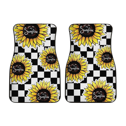 Checkerboard Sunflower Car Floor Mats Custom Sunshine Car Accessories - Gearcarcover - 2