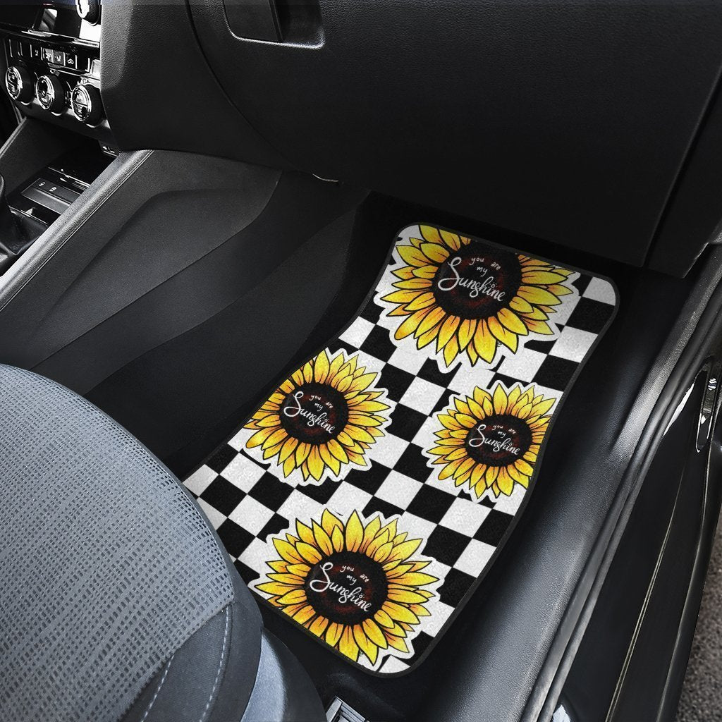 Checkerboard Sunflower Car Floor Mats Custom Sunshine Car Accessories - Gearcarcover - 5