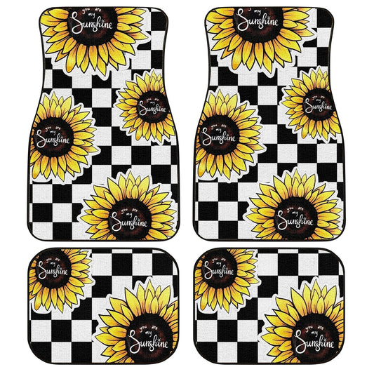 Checkerboard Sunflower Car Floor Mats Custom Sunshine Car Accessories - Gearcarcover - 1