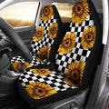 Checkerboard Sunflower Car Seat Covers Custom Car Accessories - Gearcarcover - 1