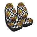 Checkerboard Sunflower Car Seat Covers Custom Leopard Car Interior Accessories - Gearcarcover - 3