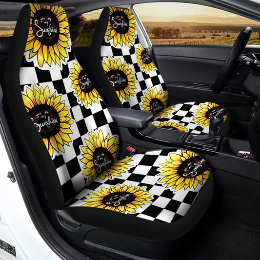 Checkerboard Sunflower Car Seat Covers Custom Sunshine Car Accessories - Gearcarcover - 2
