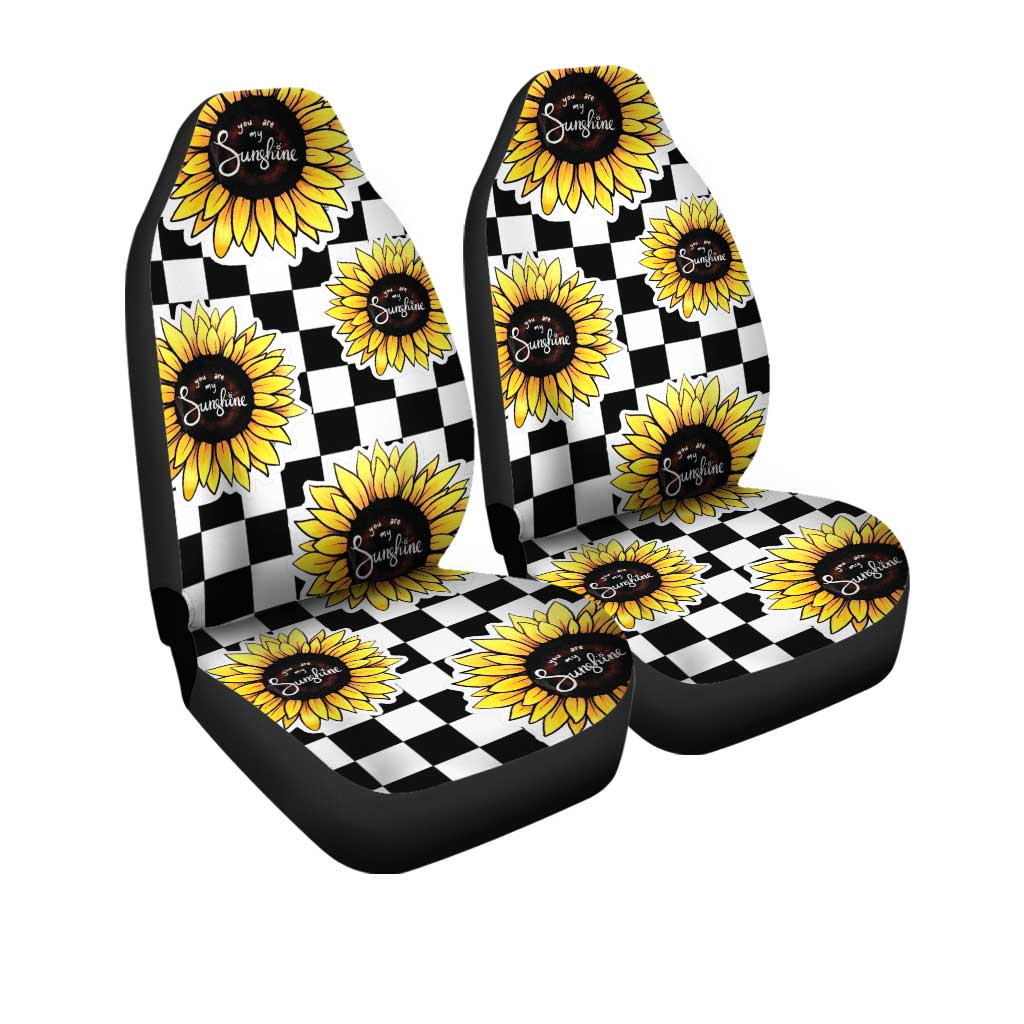 Checkerboard Sunflower Car Seat Covers Custom Sunshine Car Accessories - Gearcarcover - 3