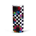 Checkerboard Sunflower Tall Glitter Tumbler Custom Leopard Pattern - Gearcarcover - 3