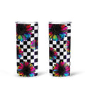 Checkerboard Sunflower Tall Glitter Tumbler Custom Leopard Pattern - Gearcarcover - 1