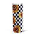 Checkerboard Sunflower Tall Glitter Tumbler Custom Pattern Car Accessories - Gearcarcover - 4