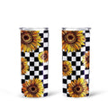Checkerboard Sunflower Tall Glitter Tumbler Custom Pattern Car Accessories - Gearcarcover - 1