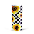 Checkerboard Sunflower Tall Glitter Tumbler Custom Pattern - Gearcarcover - 3